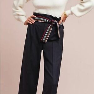 Anthropology chinti and Parker Stylish Black Pants with Multicolor Belt